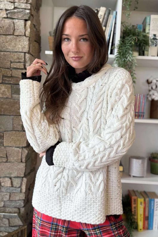 Murray Cable Knit Jumper Cream Fleck